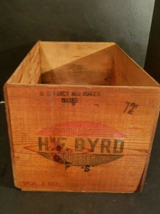 Vintage Wooden Bushel Size Crate H.  F.  Byrd Winchester Virginia Apples