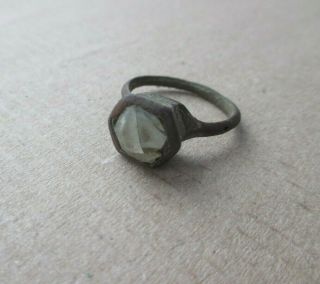 Great Ancient Bronze Ring With Big Stone Middle Ages