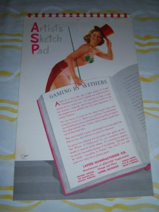 Vintage 1955 Full Year Withers Hollywood Artist’s Sketch Pad Pin - Up Calendar