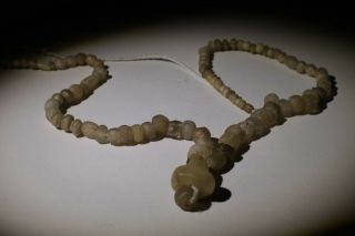 Ancient Roman Green Glass Bead Necklace Circa 2nd Century Ad 0211