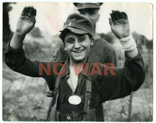 Wwii War Photo German Boy Soldier Prisoner Pow Captured In Caen,  France