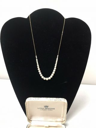 Fine Vintage " Add A Pearl " 16 " Graduated Cultured Pearl 14k Gold Chain Necklace
