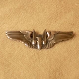 Ww2 Us Army Air Corps Aerial Gunner Wings Stamped Sterling,  5,  Engraved Gunner P