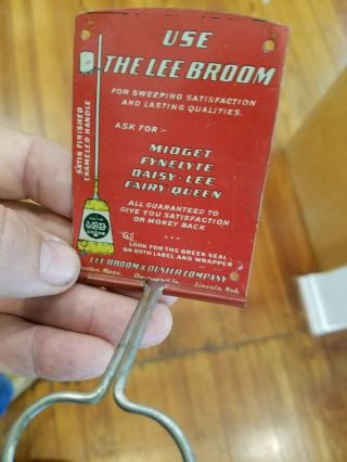 Old Lee Broom Co Broom Holder,  Small Sign.  Davenport,  Iowa,  Lincoln,  Nebraska,  Boston