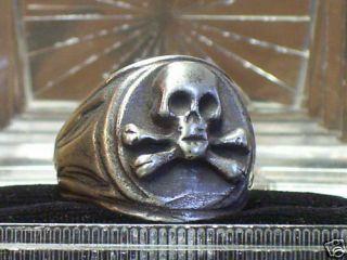 Vintage Memento Mori Doctor Skull Ring Sterling Silver Sz.  9 1/2.