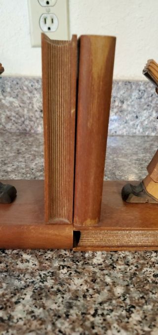 Set of Hand Carved Wood Monk Priest Man Bookends 2