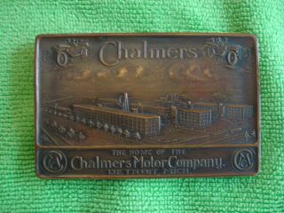 Chalmers Motor Company Detroit Bronze Pictoral Paperweight By Whitehead & Hoag