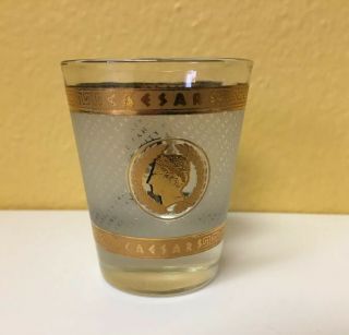 Vintage Las Vegas Shot Glass - Caesars Palace Hotel Gold Frosted 80s 90s