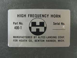 Vintage 1957 Heathkit 400 - 1 Legato Altec 511 811 802 Speaker Driver Horn - Gray 3