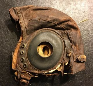 Authentic Wwii Usaaf Type A - 11 Leather Pilot Flying Helmet - Size Medium Star