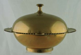 Vintage Solid Brass Tureen Lidded Bowl Dish