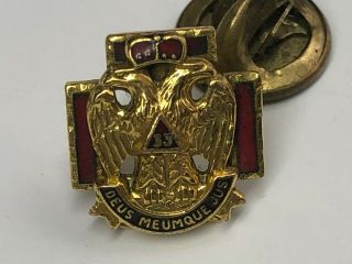 Vintage 33rd Degree Scottish Rite Lapel Pin W/enamel Masonic Pin12k Gold Filled
