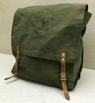 Vintage Us Forest Service Od Canvas,  Leather Back Pack,  Packsack