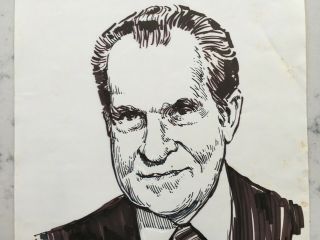 President Richard Nixon Pen And Ink Illustration Art Sketch Drawing