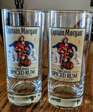 Set Of 2 Captain Morgan Spiced Rum Glass Tumblers