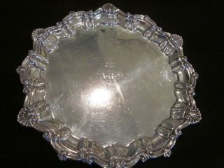Antique Solid Silver Drinks Tray 1911 Engraved