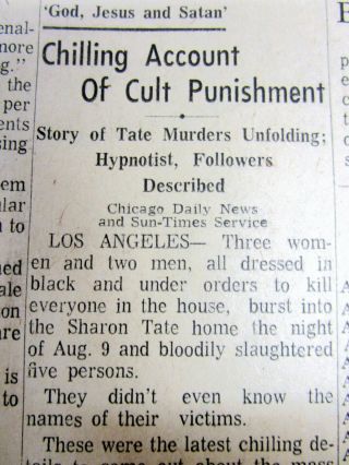 4 1969 Newspapers Charles Manson Family Arrested For The Sharon Tate Murders