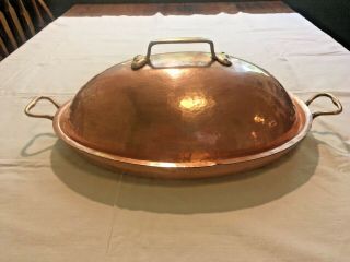 Bazar Francais Ny Oval Copper Gratin Pan Vintage 666 15 " X 10 " With Lid