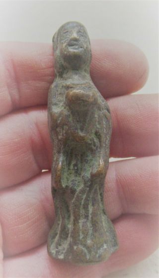 Circa 200 - 300ad Ancient Gandhara Bronze Votive Figurine Priest