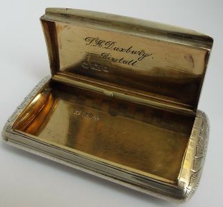 Suprb Large Decorative English Antique Victorian 1848 Sterling Silver Snuff Box