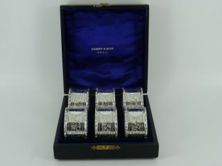 Edwardian Solid Sterling Silver Set Of Six Napkin Rings Birmingham 1903 Cased