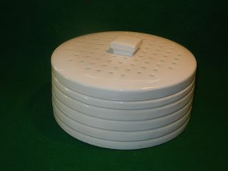 Nantucket Heavy - Duty 5.  8 Lbs.  White Ceramic Tortilla Bowl With Perforated Lid