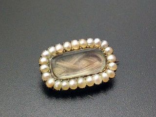 Georgian Gold Mourning Brooch With Seed Pearl Dated Dec 1824 Initials E.  C