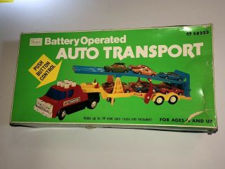 Vtg 1970s Sears Battery Operated Auto Transport - Push Button Control Age 4,