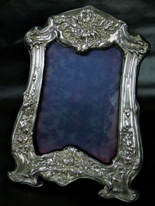 Rare Large Sterling Solid Silver Art Nouveau Photo / Picture Frame,