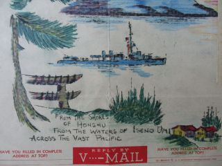 WWII US Navy VMail Drawing Christmas Art Greeting Japan Occupation WW2 3