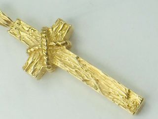 Exceptional 14k Yellow Gold Rugged Cross Charm Pendant.  4.  5gm.