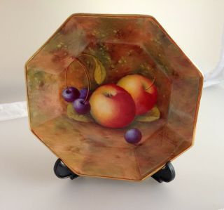 Vintage Royal Worcester Signed Hand Painted Fruit Apples & Cherries Dish A.  Shuck