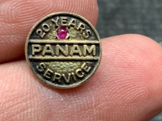 Panam Oil 10k Gold Ruby 20 Years Of Service Award Pin.  Old Pin.