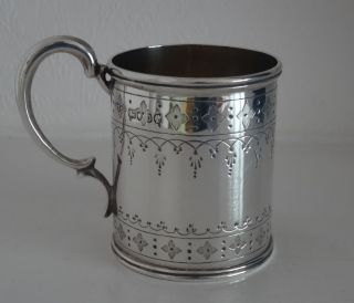 Good Rare Antique Victorian English Sterling Silver Mug Or Cup,  London C1870