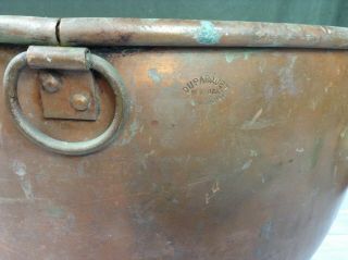 Huge Duparquet Copper Cauldron 18 x 12 