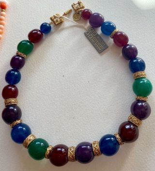 Givenchy Vintage Necklace Chunky Purple Green Red Blue Lucite Beads