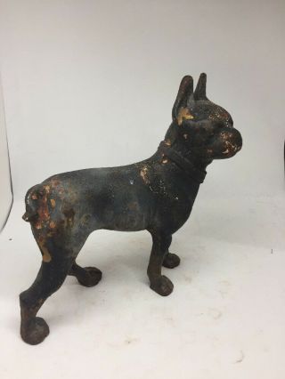 Antique Cast Iron Boston Terrier Dog Door Stop 8.  25”h X 7.  75”l Crusty 100,  Years