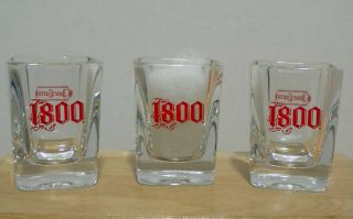 Jose Cuervo 1800 Tequila Square Embossed Shot Glasses - Set Of 3 - -