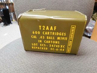 Ww2 1911 - A1 45 Acp Metal 600 Round Case.  Spam Can.  Empty U.  S.  G.  I