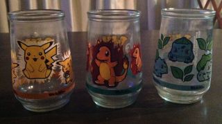 Vintage 1999 POKEMON Welch ' s Jelly Jars COMPLETE SET OF 9 Juice Glasses Nintendo 2