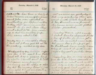 1930 - 32 Handwritten Great Depression Era Diary Tyrone Mi Cornell Dexter Family