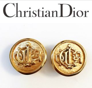 Christian Dior Earrings - Authentic Vintage Signed Iconic Logo Earrings