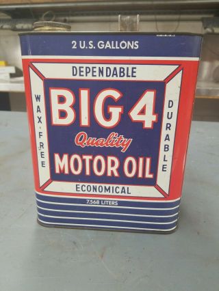 Full 4 Big Motor Oil Can 2 Gal.  Advertising Quality Oil/gas Can Sign 30w