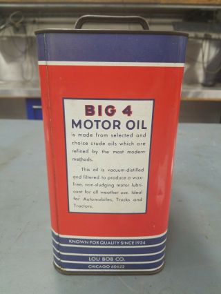 FULL 4 Big Motor Oil Can 2 Gal.  Advertising Quality Oil/Gas Can Sign 30W 2