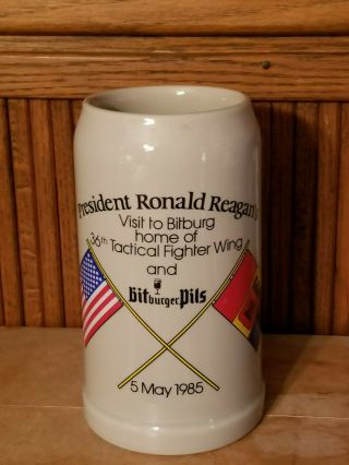 Limited Edition President Ronald Reagan Visit To Bitburg Mug Stein - May 5 1985