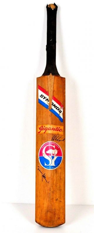 Vintage Cricket Bat Symonds Gigantic Signed Jimmy Adams & Unknown ? West Indies