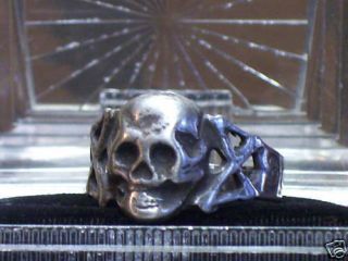 Vintage Premium Memento Mori Skull Ring Sterling Silver Sz.  9 1/2.