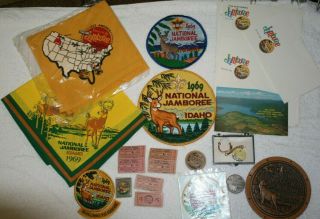 Boy Scout 1969 National Jamboree Large Group Of Neckerchief,  Patches & Other