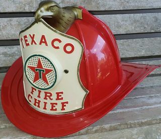 Vtg Park Plastics Co.  Linden Nj.  Texaco Fire Chief Hat With Earpiece Speaker Kid