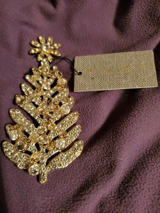 Christmas Tree Pins By Miriam Haskell And Swarovski,  Signed,  Tagged